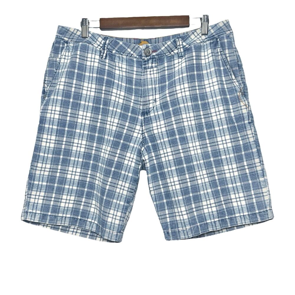 Tommy Bahama | Men | Blue Plaid Cotton Twill Coastal Shorts | Size 35